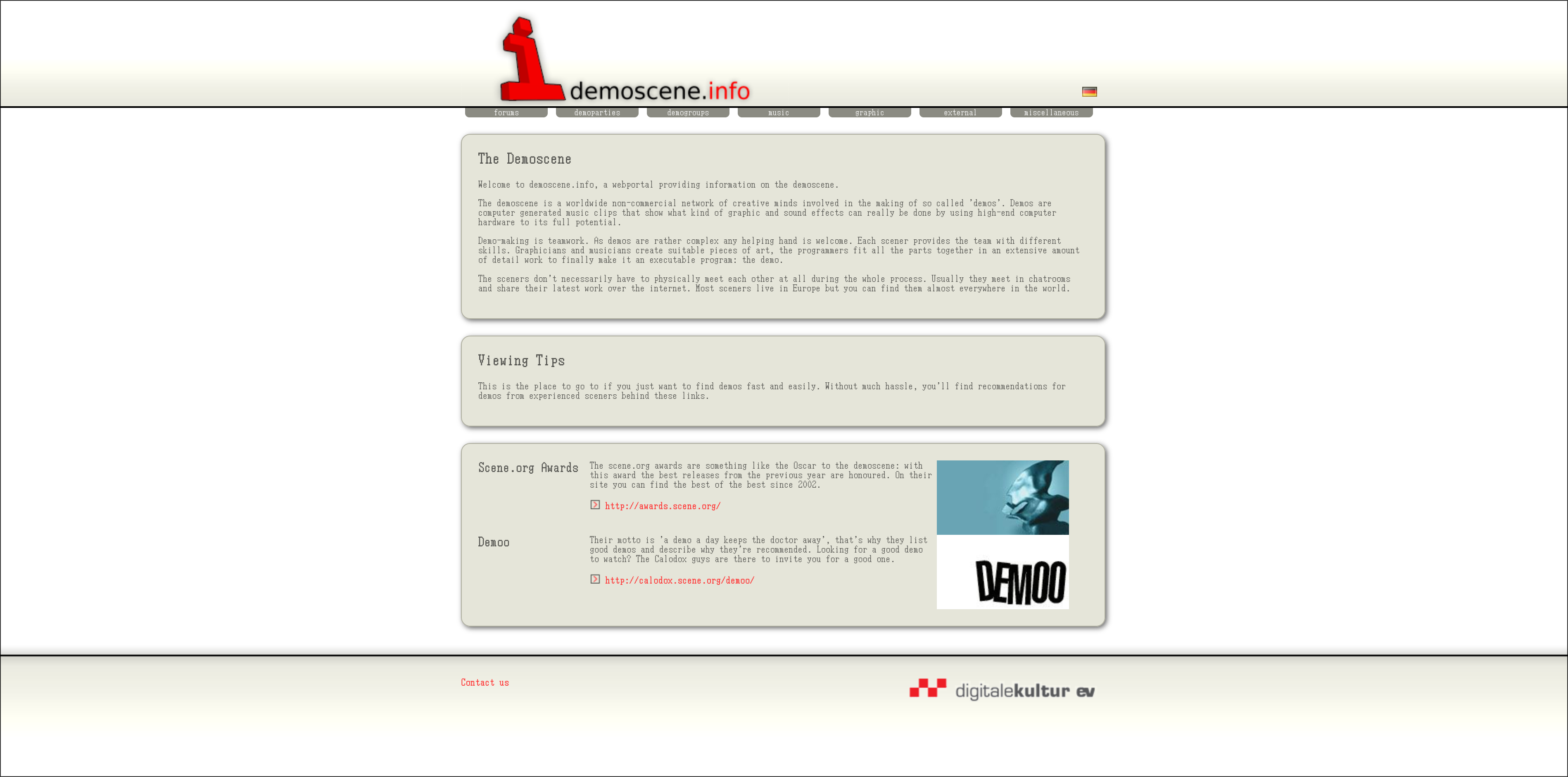 Screenshot of Demoscene.info
